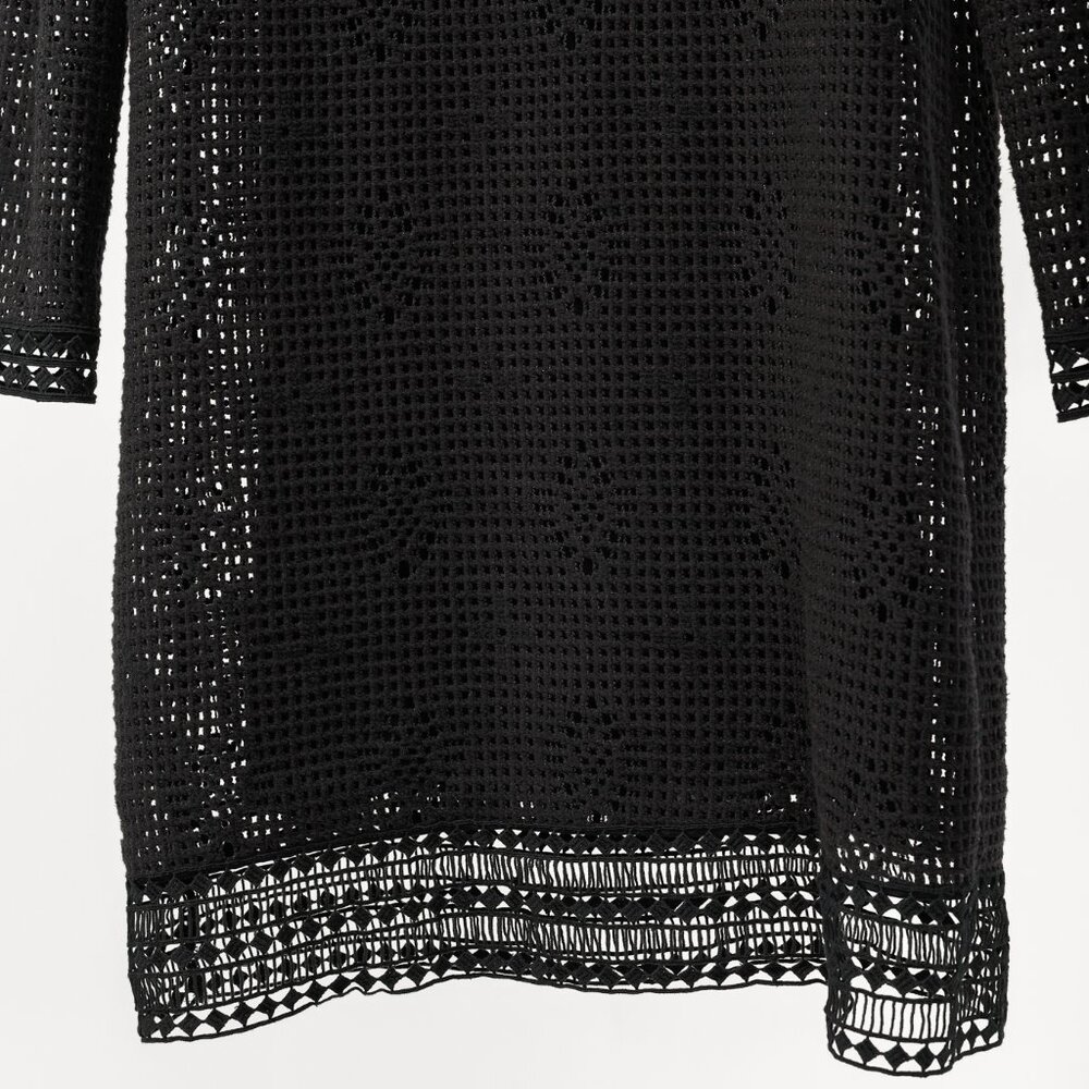 See by Chloe Black Crochet Long-Sleeve Mini Dress - Picture 6 of 8